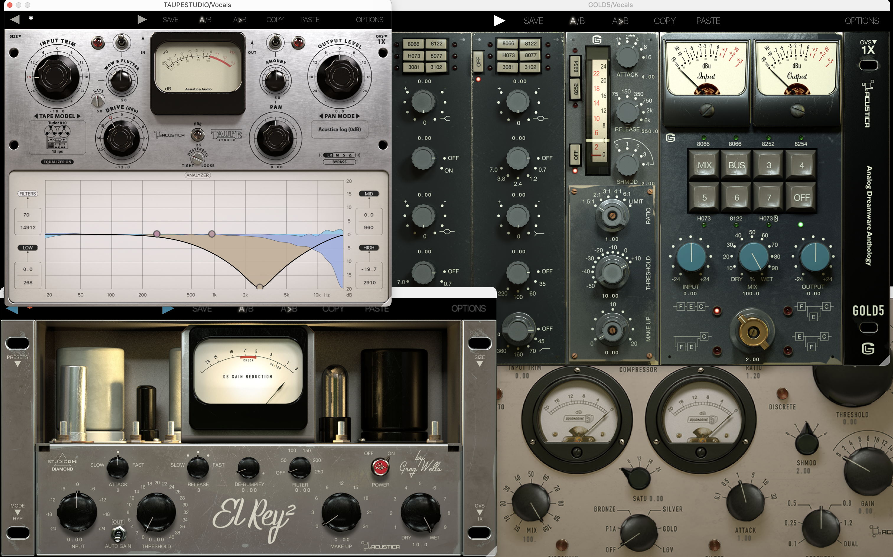 Acustica Audio 11 Plugins (Ash1, Gold5, Taupe Studio, El Rey2)